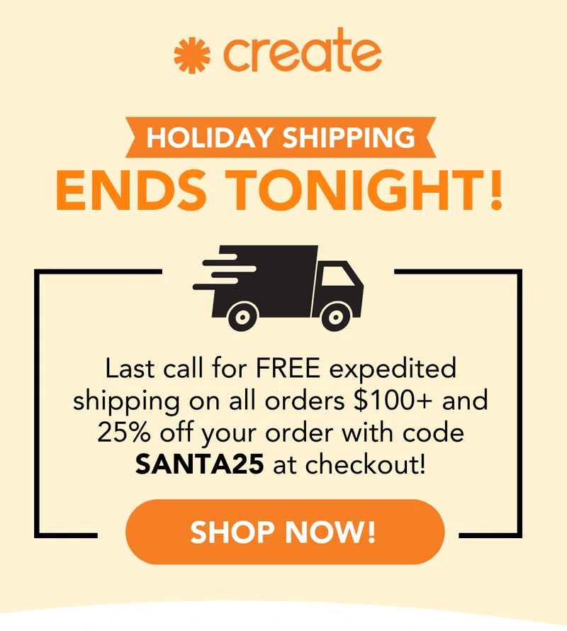 Shipping Ends Tonight