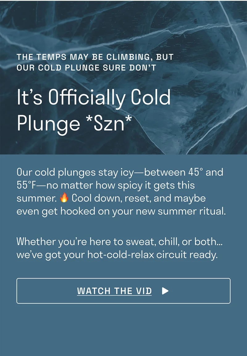 Our cold plunges stay icy—between 45° and 55°F—no matter how spicy it gets this summer. 🔥 Cool down, reset, and maybe even get hooked on your new summer ritual.