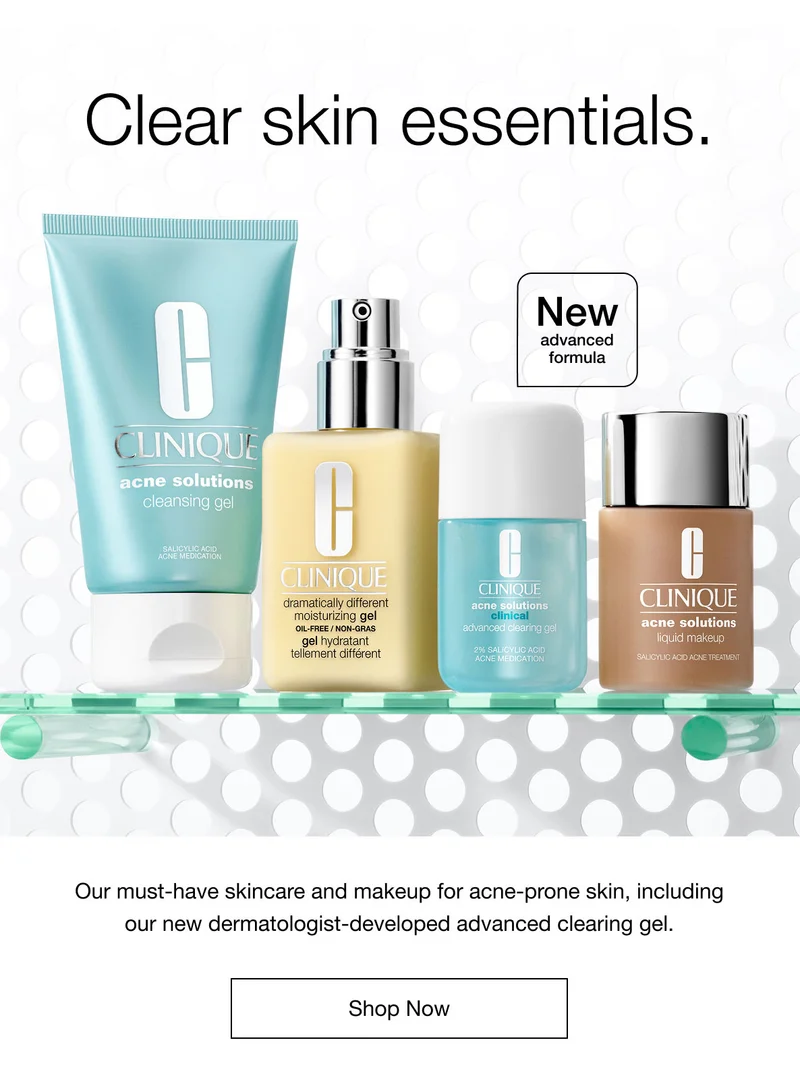 Clear skin essentials. | New advanced formula | Our must-have skincare and makeup for acne-prone skin, including our new dermatologist-developed advanced clearing gel. | Shop Now