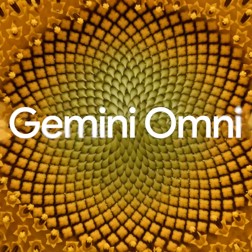 Sunflower center spiral with 'Gemini Omni' text overlay.