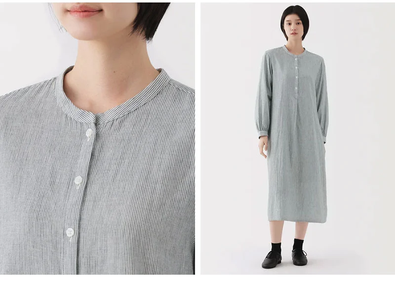 Shop Women's Kapok Blend Double Gauze Long Sleeve Striped Dress