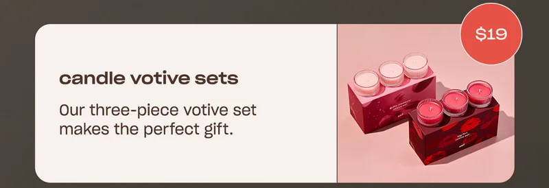 votive sets [badge: $19] This three piece votive set makes the perfect gift.