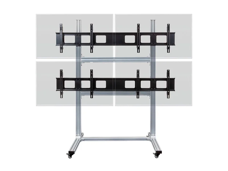 Commercial Series 2x2 Video Wall Mount Bracket System Rolling Display Cart