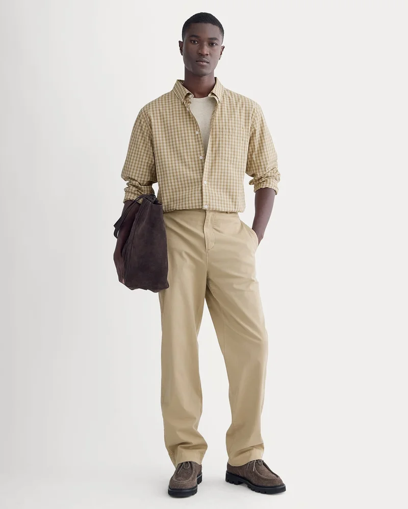 Image | Model in Relaxed Fit Chino | Trench Coat Khaki