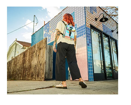 IRIDESCENT TRANSPARENT MINI BACKPACK