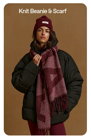 Knit Beanie & Scarf - Dark Cherry