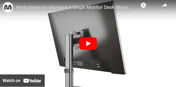 Deal of the Day: Workstream Easy Height-Adjustable Free Standing Single Monitor Desk Mount. For Monitors Up to 27”. Free Standard US Shipping. $19.99 WAS $33.99. 41% OFF. Shop Now.