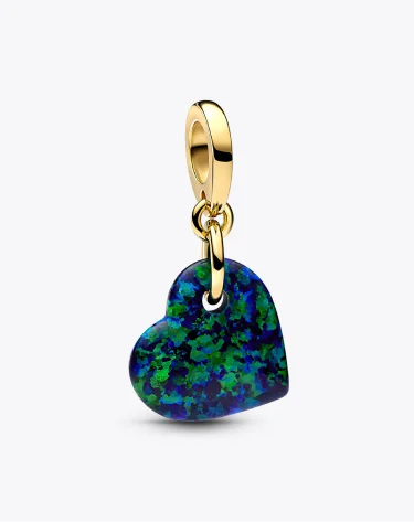 Opalescent Green Heart Dangle Charm