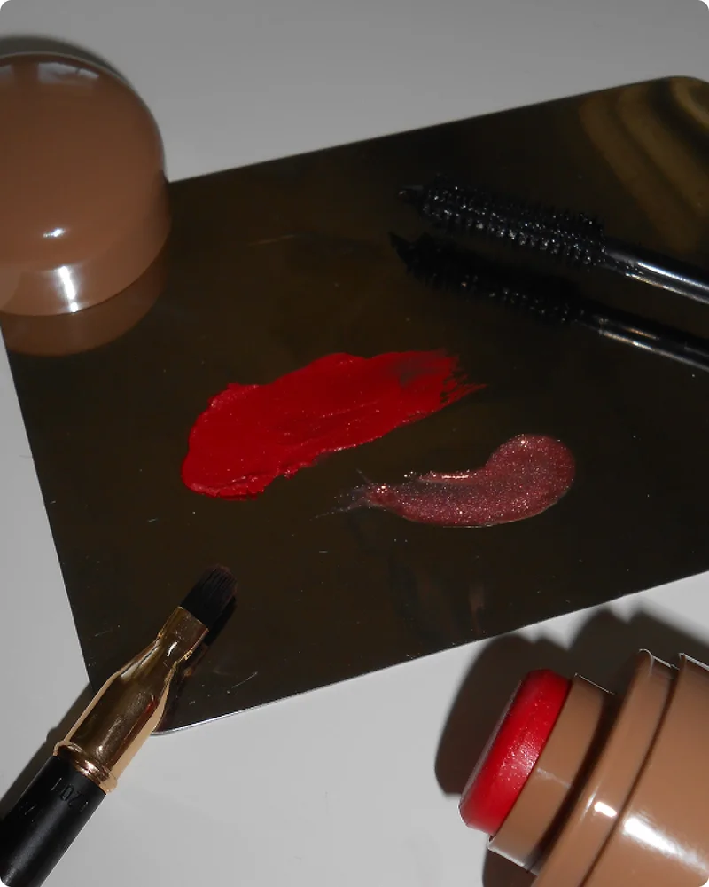 swatch of pocket blush candy apple and peptide lip tint pretzel