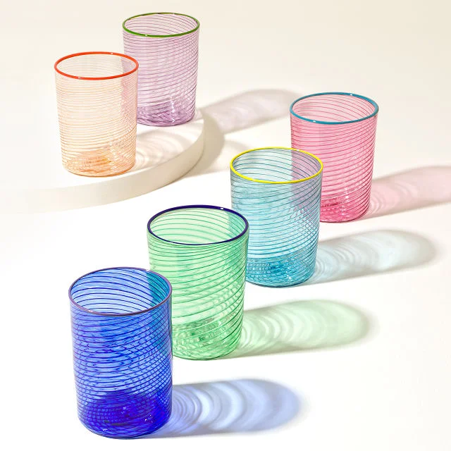 Handblown Glass Spiral Twist Cup
