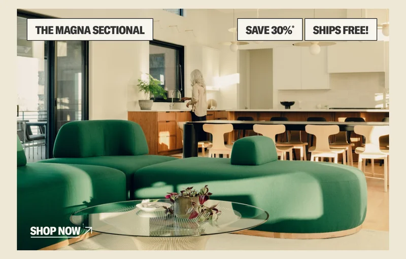 Enjoy 30% off* + Free Shipping on The Magna Sectional