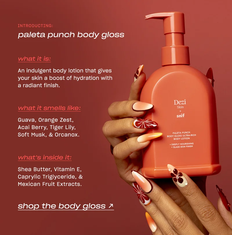 what it is: An indulgent body lotion that gives your skin a boost of hydration with a radiant finish.  what it smells like: guava • orange zest  • acai berry • tiger lily • soft musk • orcanox  what’s inside it: shea butter • vitamin e • caprylic triglyceride • mexican fruit extracts