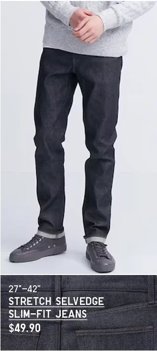 PDP 10 - MEN STRETCH SELVEDGE SLIM-FIT JEANS