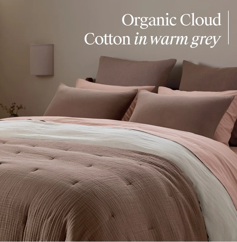 Organic Cloud Cotton in Warm Grey