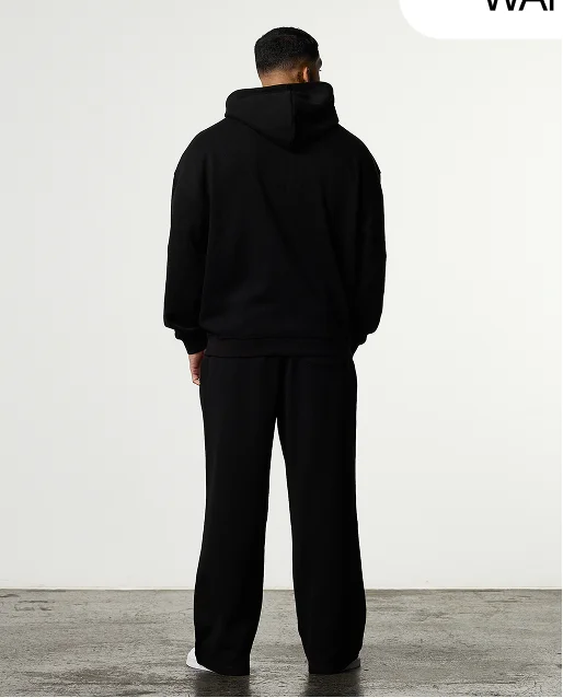 WAFFLE BLACK STRAIGHT LEG JOGGERS