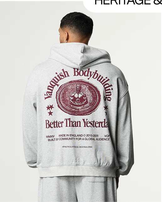 HERITAGE AND STRENGTH GREY ZIP HOODIE