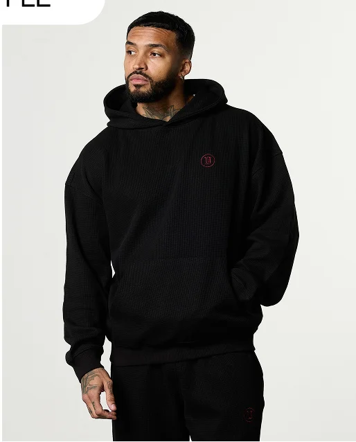 WAFFLE BLACK OVERSIZED HOODIE