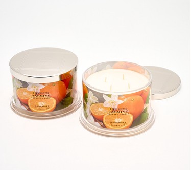 HomeWorx by Slatkin + Co. S/2 18oz Citrus Jasmine Candles