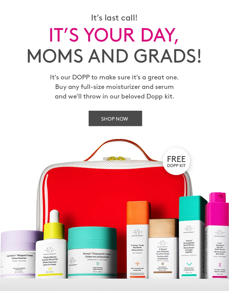 Free Dopp Kit With Full Size Moisturizer & Serum Purchases