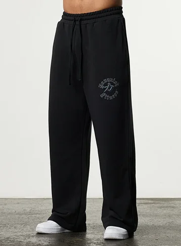SHINTO GODS SCRIPT BLACK STRAIGHT LEG SWEATPANTS