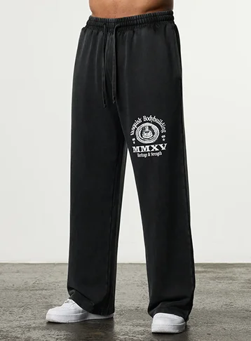 HERITAGE AND STRENGTH BLACK STRAIGHT LEG SWEATPANTS