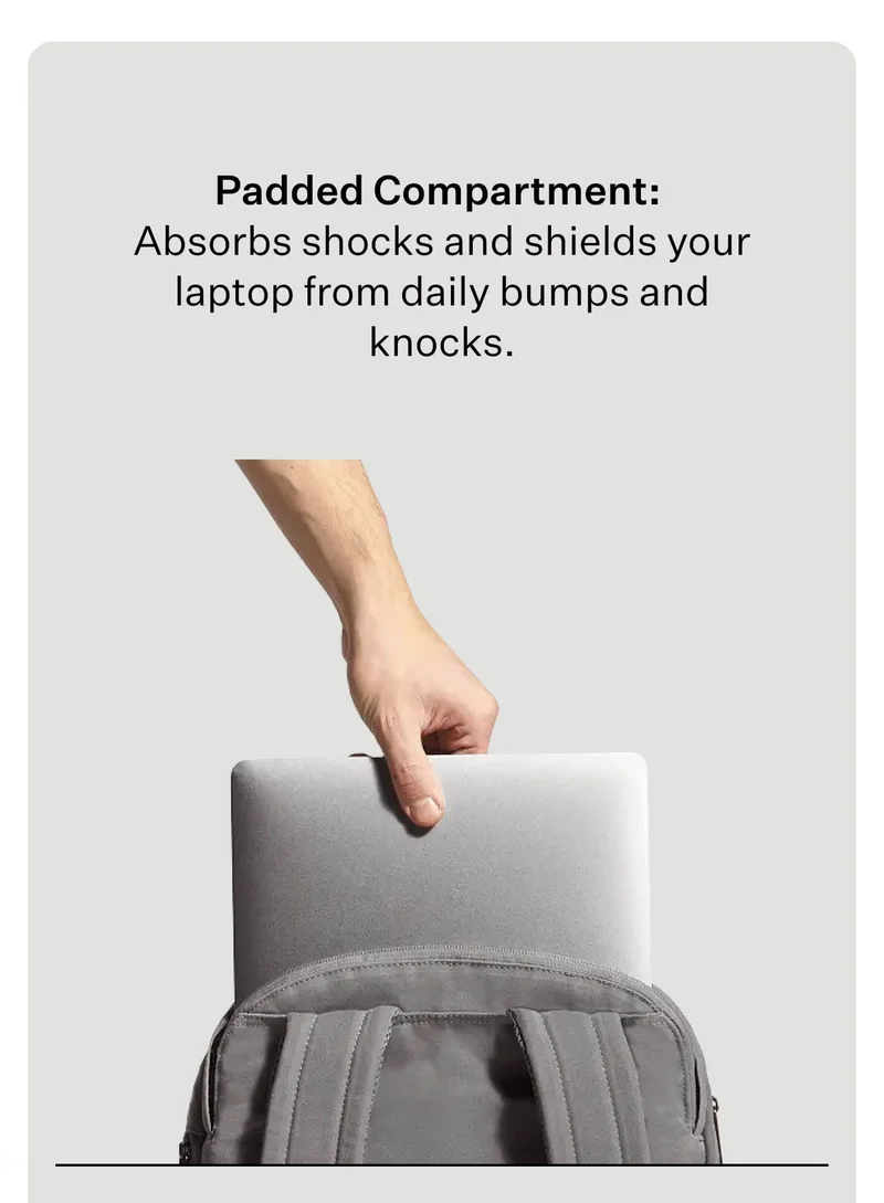 Padded Compartment:  Absorbs shocks and shields your laptop from daily bumps and knocks.