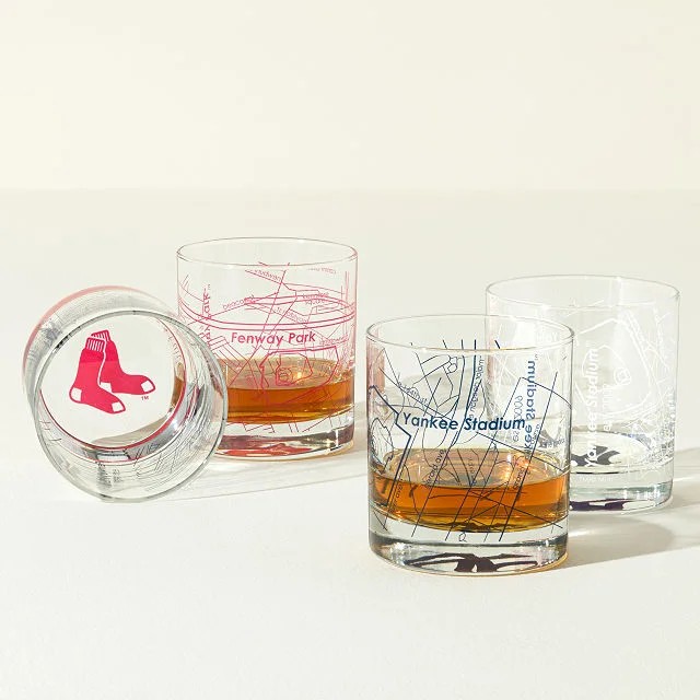 MLB Ballpark Map Glasses - Set of 2