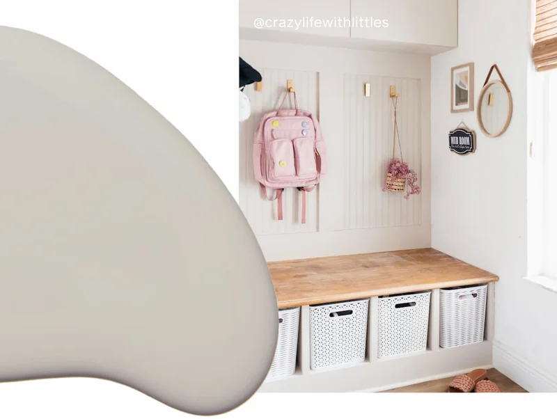 Mudroom painted in Beigeing