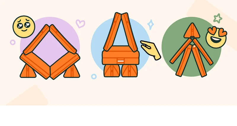 Illustrations featuring Mini Nugget in different build formations.