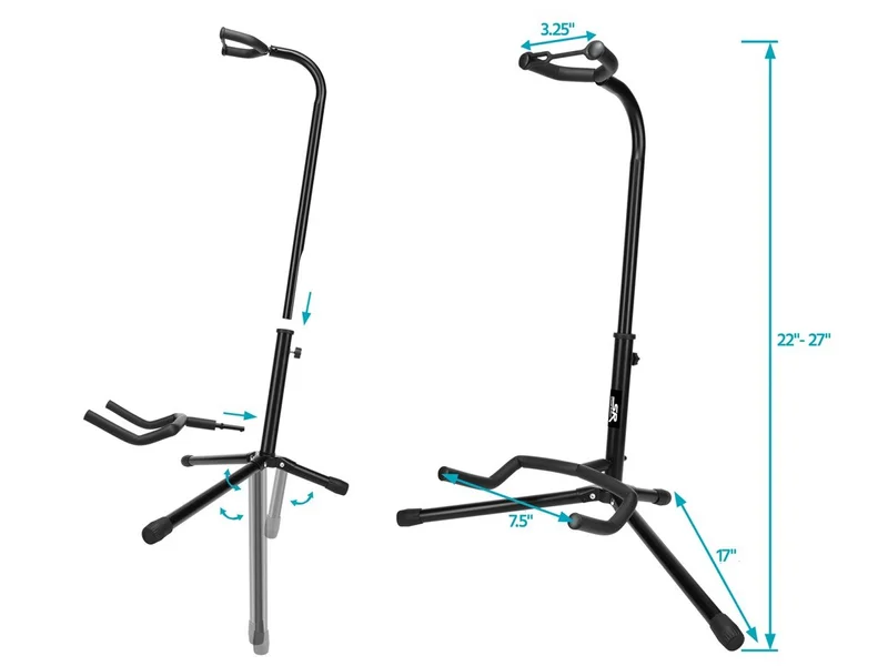 Stage Right by Monoprice Classic Tripod Stand for Electric and Acoustic Guitars