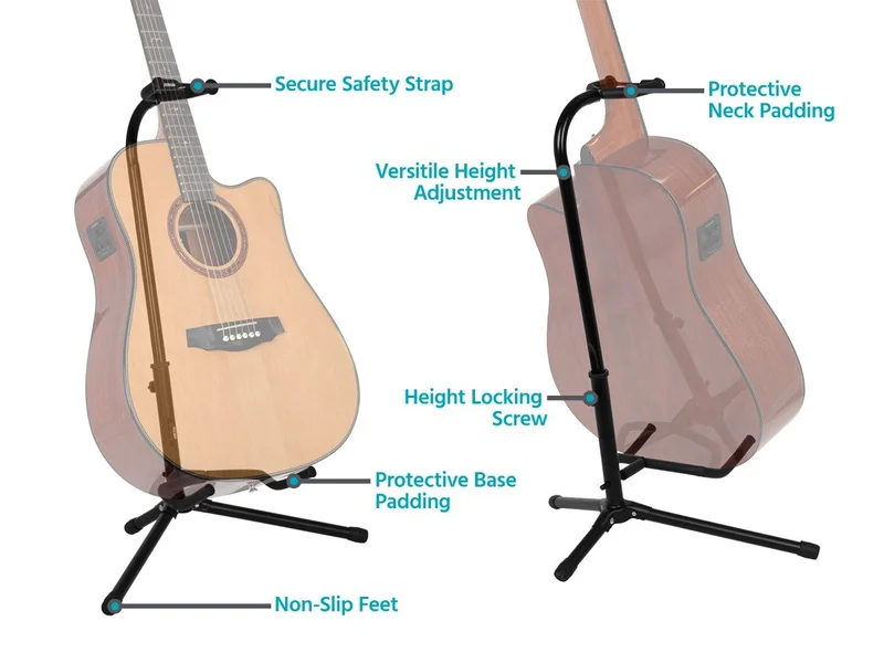 Stage Right by Monoprice Classic Tripod Stand for Electric and Acoustic Guitars
