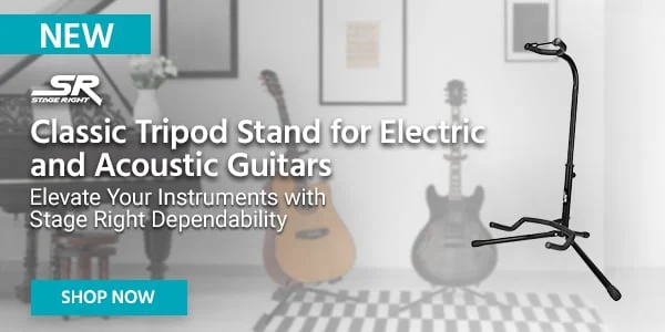 Stage Right by Monoprice Classic Tripod Stand for Electric and Acoustic Guitars