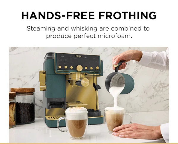 Hands-free frothing--Steaming and whisking are combined to produce perfect microfoam.