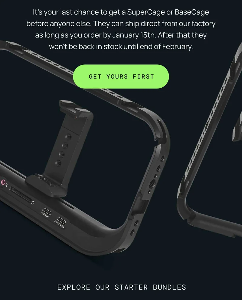It’s your last chance to get a SuperCage or BaseCage before anyone else. They can ship direct from our factory as long as you order by January 15th. After that they won’t be back in stock until end of February. Get Yours First