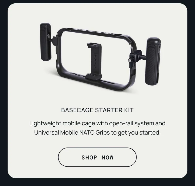 BaseCage Starter Kit. Lightweight mobile cage with open-rail system and Universal Mobile NATO Grips to get you started. Shop Now