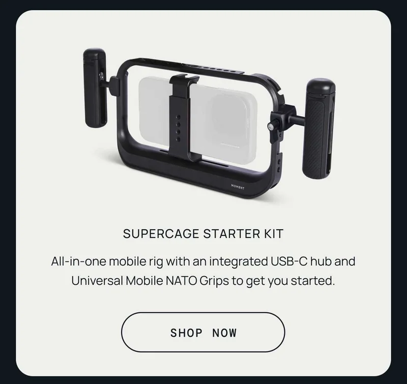 Supercage Starter Kit. All-in-one mobile rig with an integrated USB-C hub and Universal Mobile NATO Grips to get you started. Shop Now