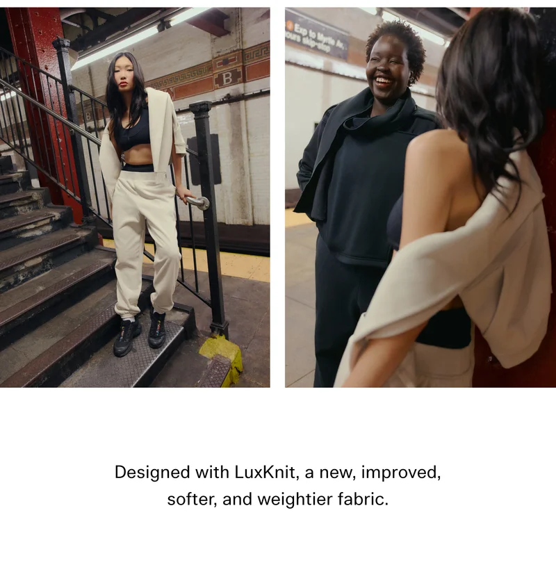 Designed with LuxKnit, a new, improved, softer, and weightier fabric.