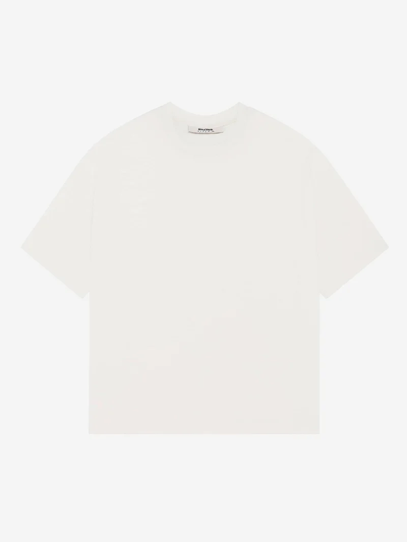 Image of about:blank Block Mock Neck T-Shirt - Oat/Black