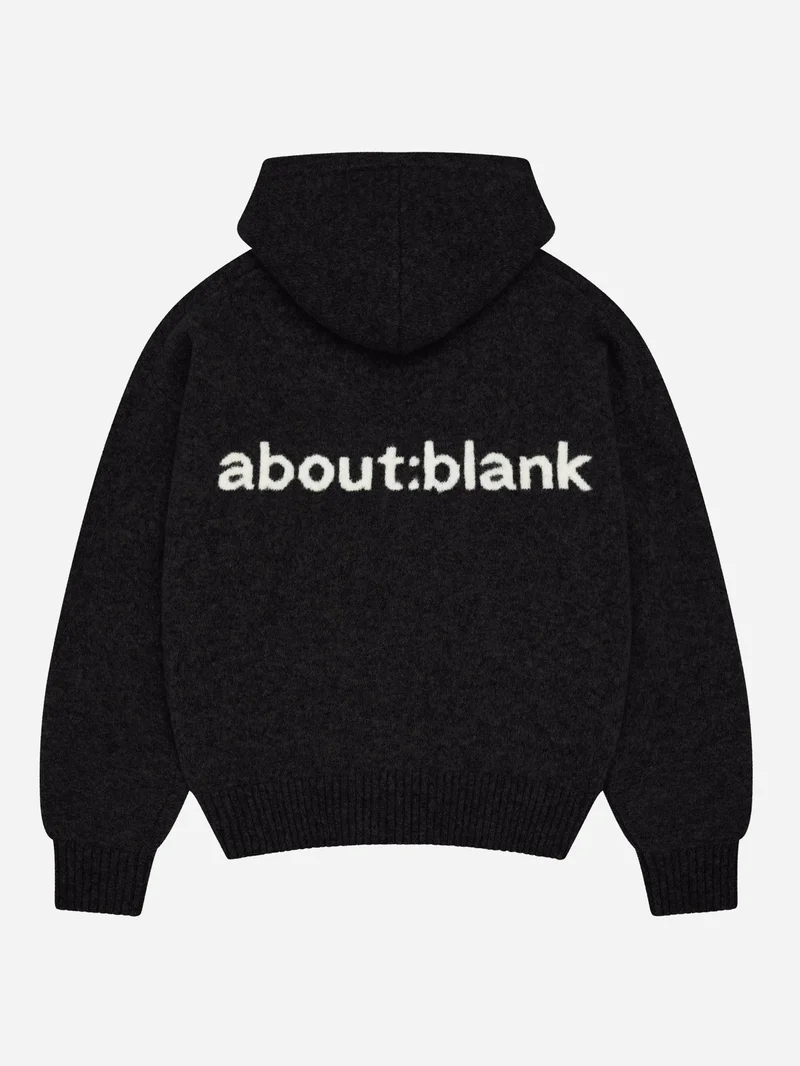 Image of about:blank Mohair Knitted Logo Hoodie - Black/Ecru