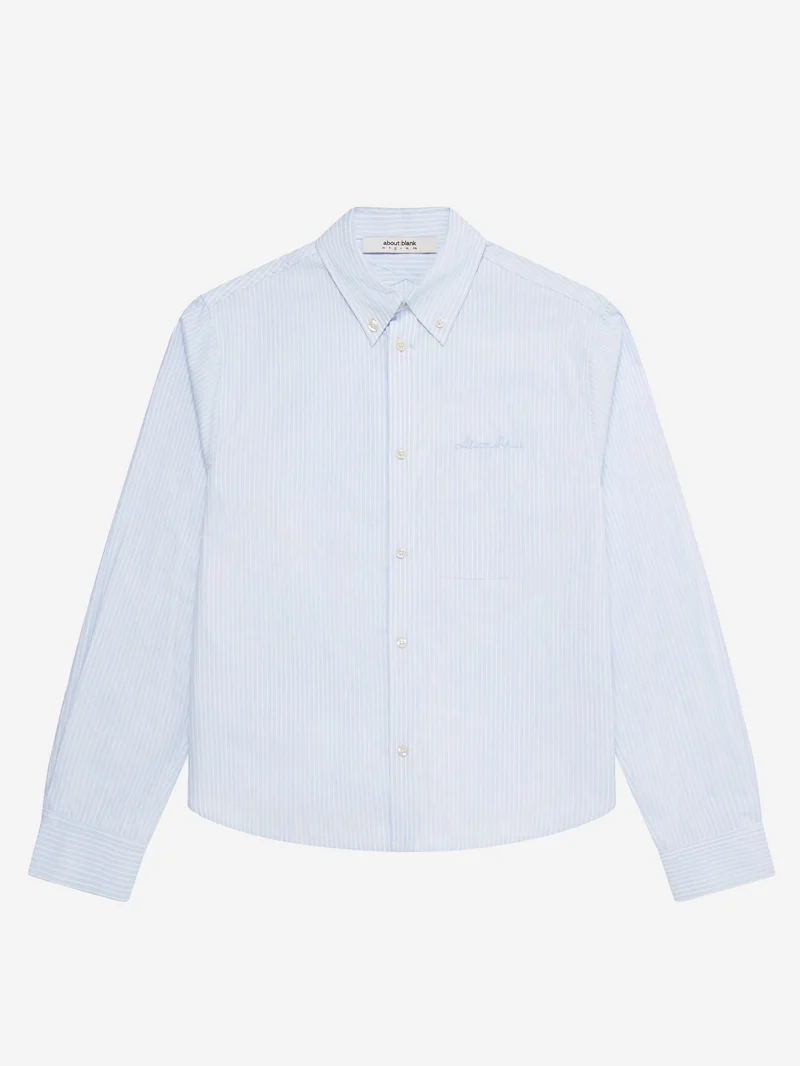 Image of about:blank Striped Oxford Shirt - White/Blue
