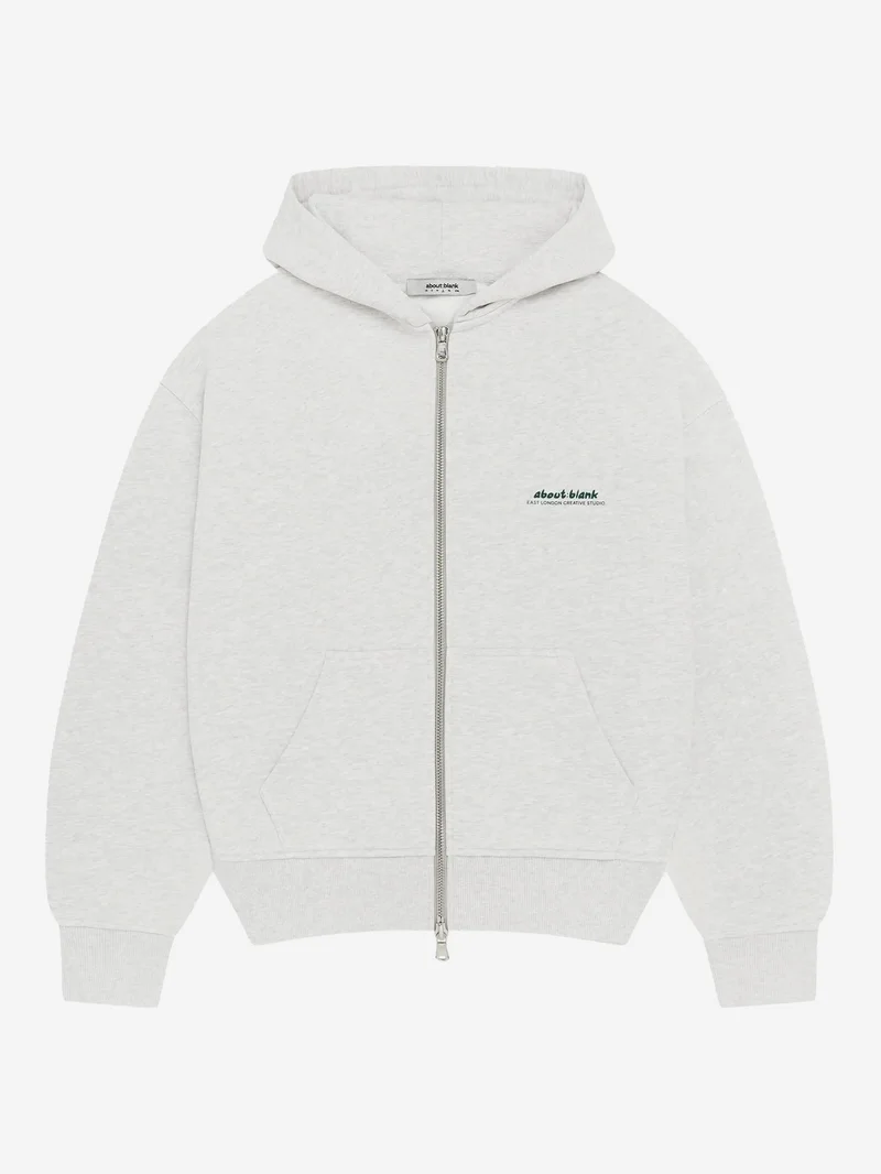 Image of about:blank Zev Zip Hoodie - Grey Marl/Epsom Green