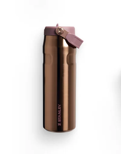 24oz IceFlow Bottle with Flip Straw Lid | Polished Rose Gold