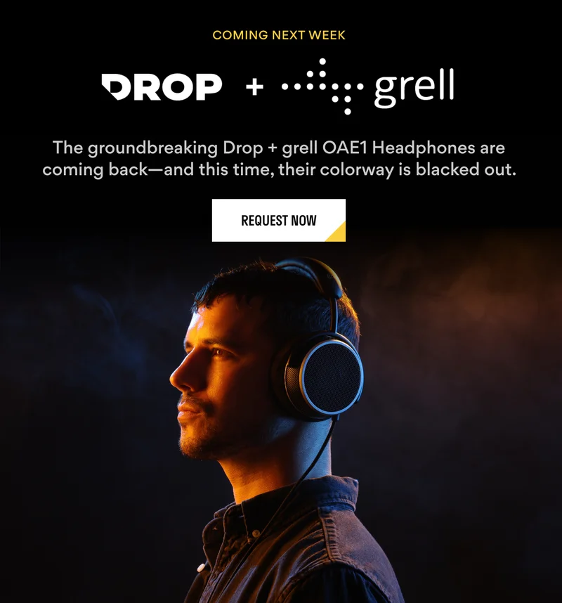 The groundbreaking Drop + grell OAE1 Signature Headphones return next week. The groundbreaking Drop + grell OAE1 Signature Headphones return next week.