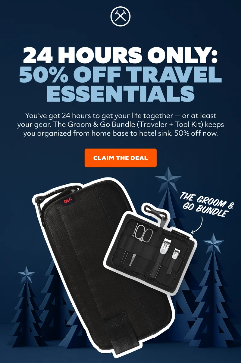 24 HOURS ONLY: 50% OFF TRAVEL ESSENTIALS | CTA: CLAIM THE DEAL