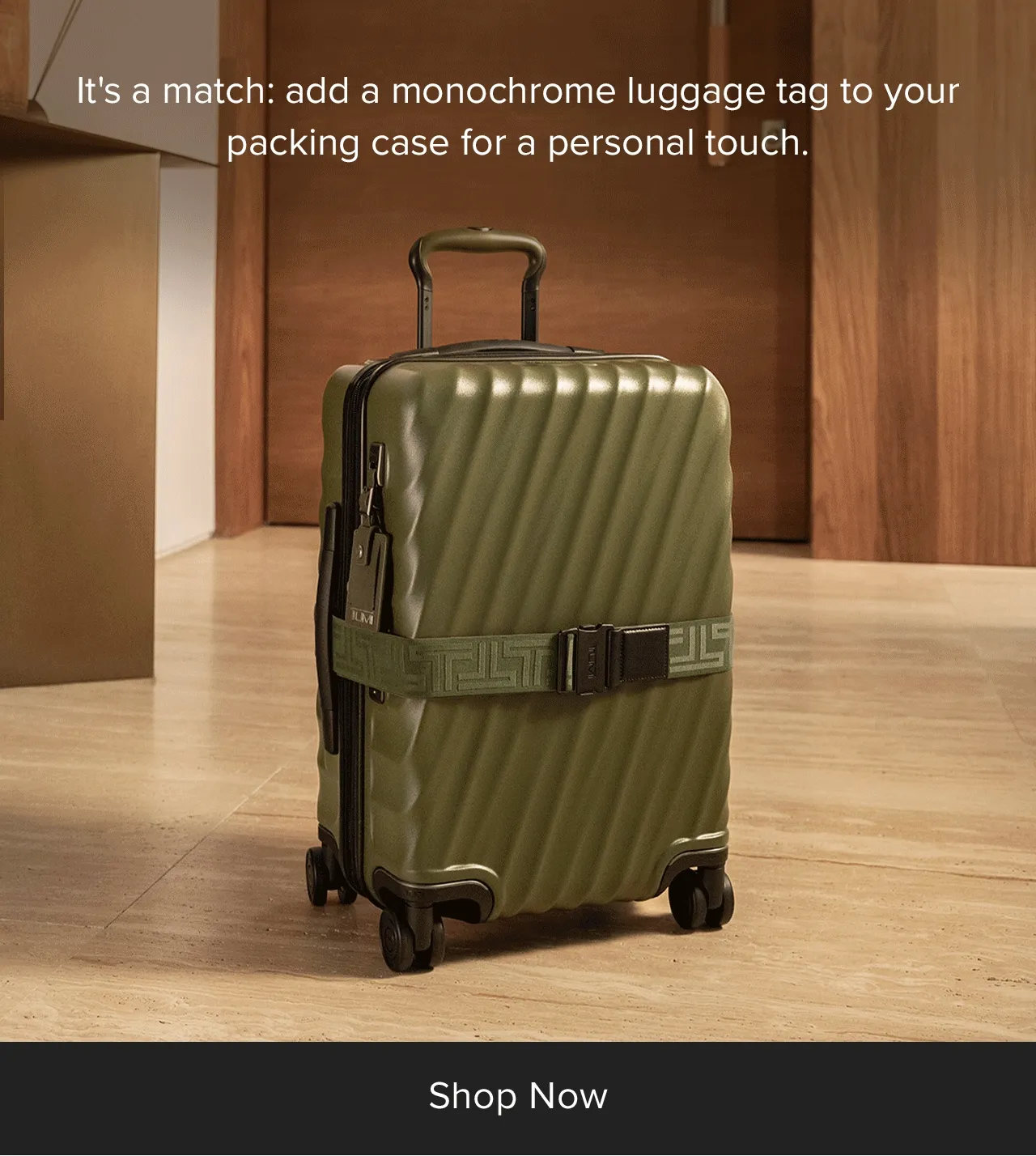 It's a match: monochrome luggage strap to your packing case for a personal touch.