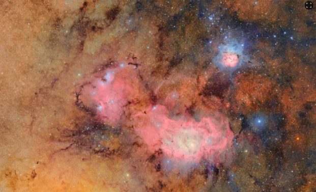 In this immense image, the Vera C. Rubin Observatory offers a brand new view of the Trifid Nebula and the Lagoon Nebula.