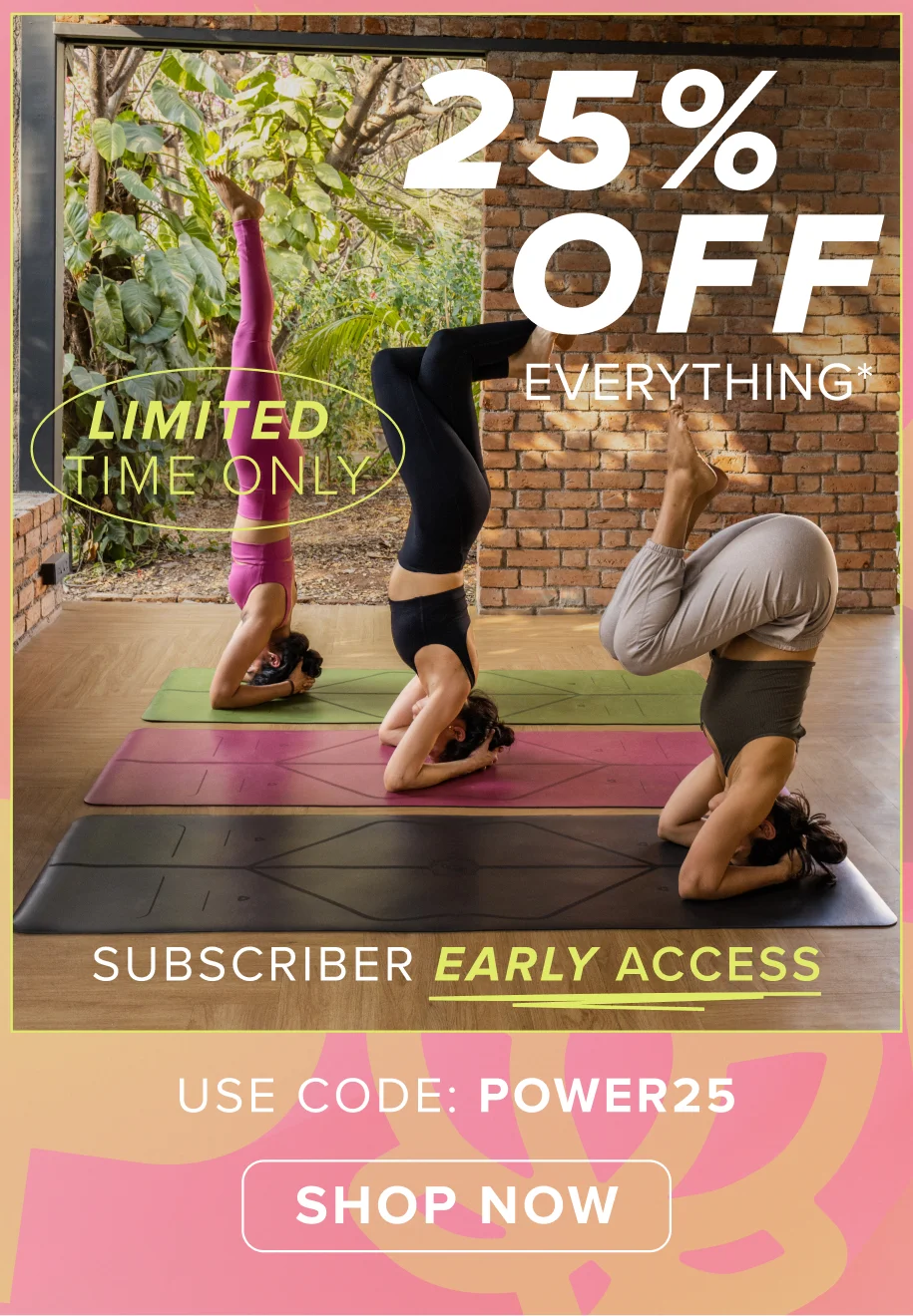 Subscriber early access - 25% off with code: discount code