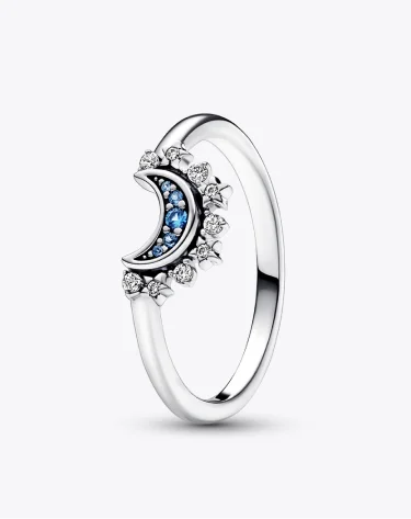 Celestial Blue Sparkling Moon Ring