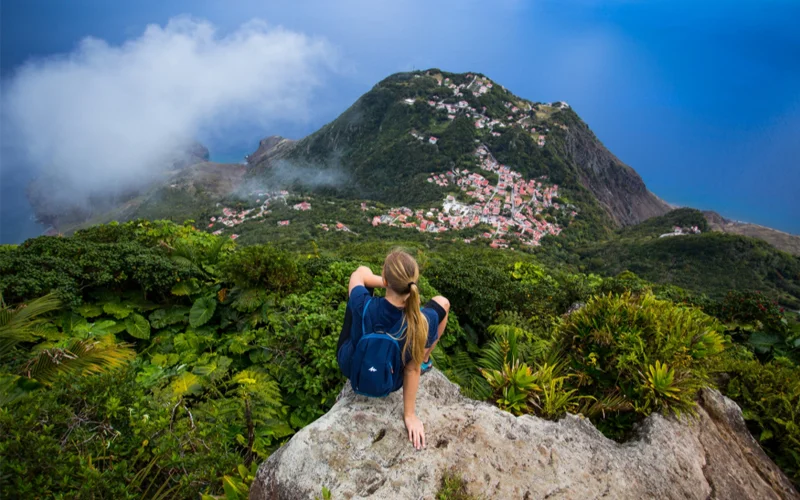 Mount Scenery, a dormant volcano, is the highest point in the Kingdom of the Netherlands.