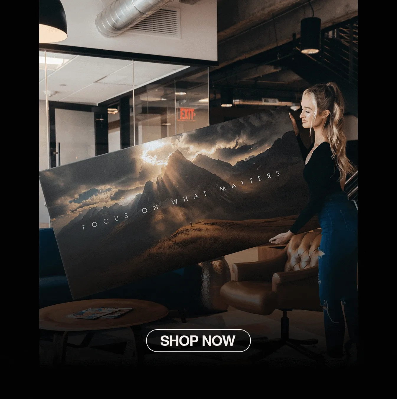 Animated GIF of a man at a desk looking at a Michael Jordan canvas that reads “Tell Me I Can’t,” with a flashing Shop Now button. Animated GIF of a man at a desk looking at a Michael Jordan canvas that reads “Tell Me I Can’t,” with a flashing Shop Now button.
